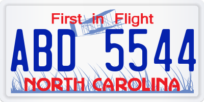 NC license plate ABD5544