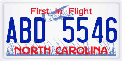 NC license plate ABD5546