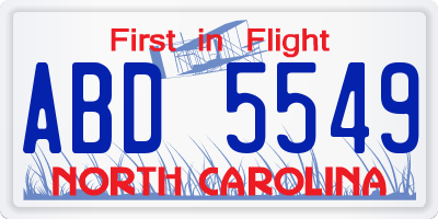 NC license plate ABD5549