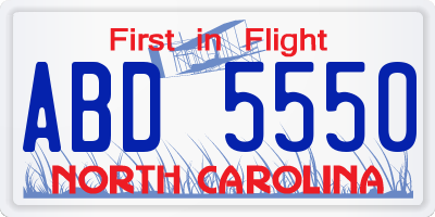 NC license plate ABD5550