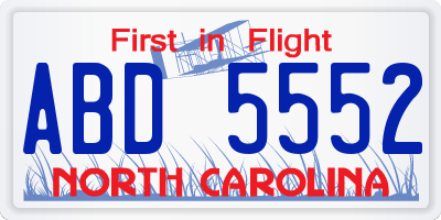 NC license plate ABD5552