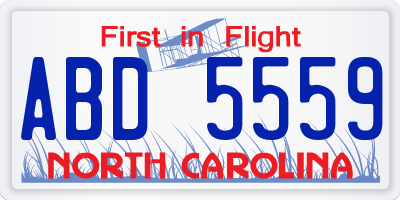 NC license plate ABD5559