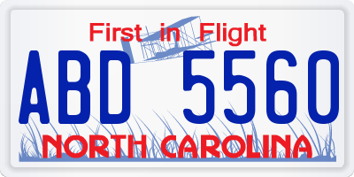 NC license plate ABD5560