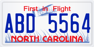 NC license plate ABD5564