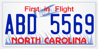 NC license plate ABD5569