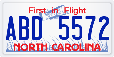 NC license plate ABD5572