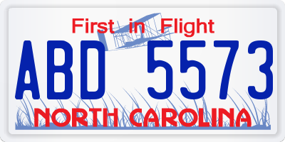 NC license plate ABD5573