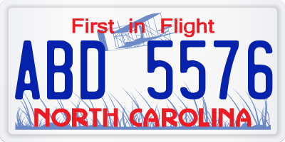 NC license plate ABD5576