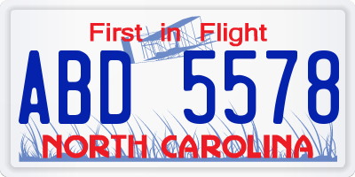 NC license plate ABD5578