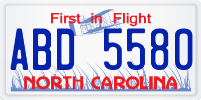 NC license plate ABD5580