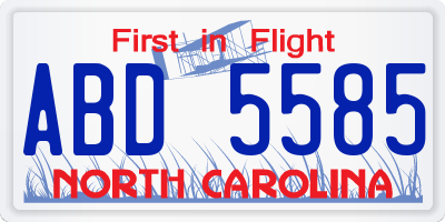 NC license plate ABD5585