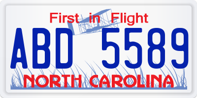 NC license plate ABD5589