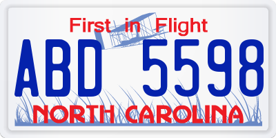 NC license plate ABD5598