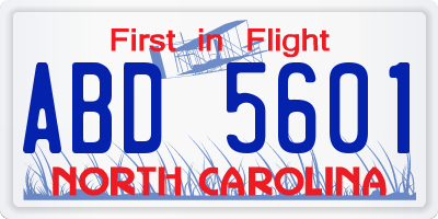 NC license plate ABD5601