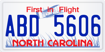 NC license plate ABD5606
