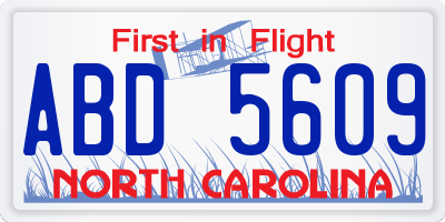 NC license plate ABD5609