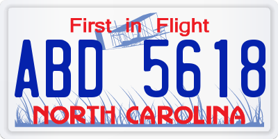 NC license plate ABD5618