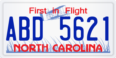 NC license plate ABD5621