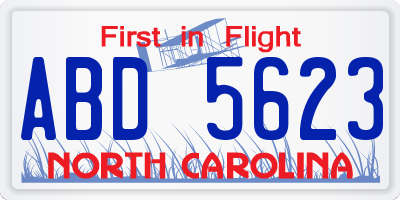 NC license plate ABD5623