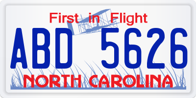 NC license plate ABD5626