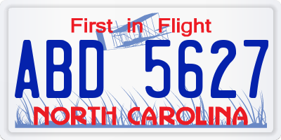 NC license plate ABD5627