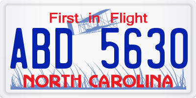 NC license plate ABD5630