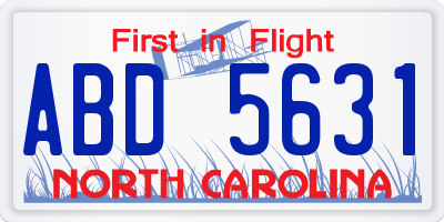NC license plate ABD5631