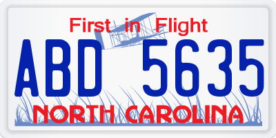 NC license plate ABD5635