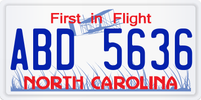 NC license plate ABD5636