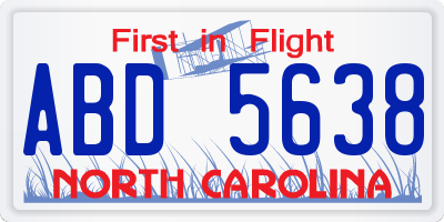 NC license plate ABD5638