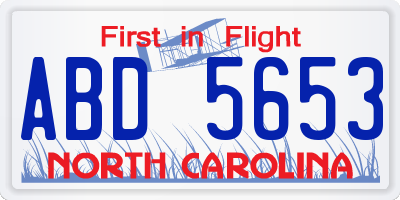 NC license plate ABD5653