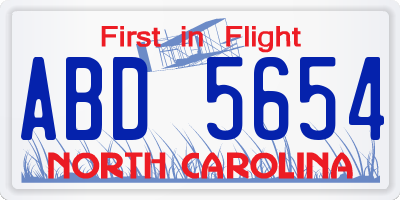 NC license plate ABD5654