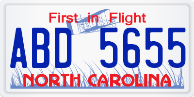 NC license plate ABD5655