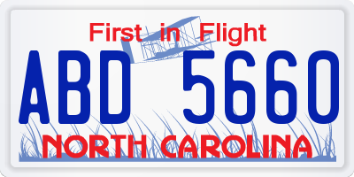 NC license plate ABD5660