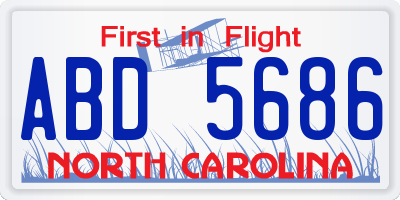 NC license plate ABD5686
