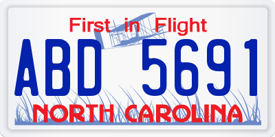 NC license plate ABD5691