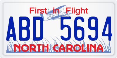 NC license plate ABD5694