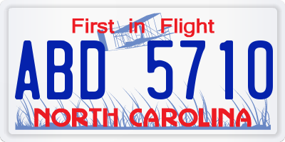 NC license plate ABD5710