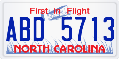 NC license plate ABD5713