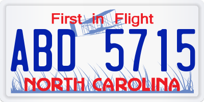 NC license plate ABD5715