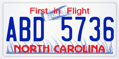 NC license plate ABD5736