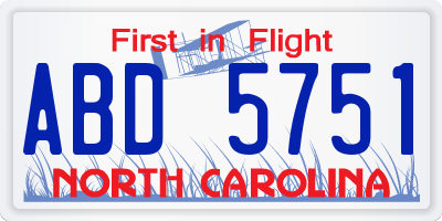 NC license plate ABD5751
