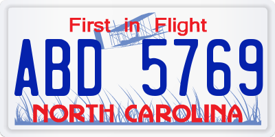 NC license plate ABD5769