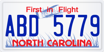 NC license plate ABD5779