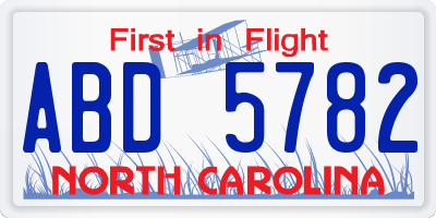 NC license plate ABD5782