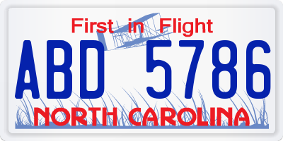 NC license plate ABD5786