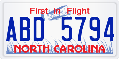 NC license plate ABD5794