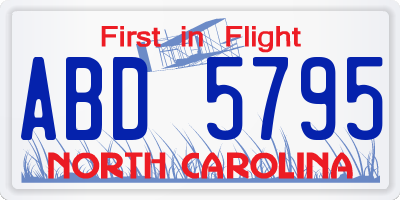 NC license plate ABD5795