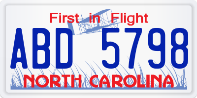 NC license plate ABD5798