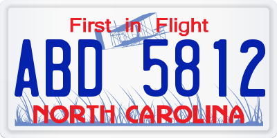 NC license plate ABD5812
